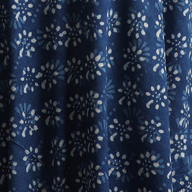 Blue - Pure Mul Cotton Bagru Indigo Hand Block Print Natural Dyed Fabric 02
