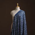 Blue - Pure Mul Cotton Bagru Indigo Hand Block Print Natural Dyed Fabric 03
