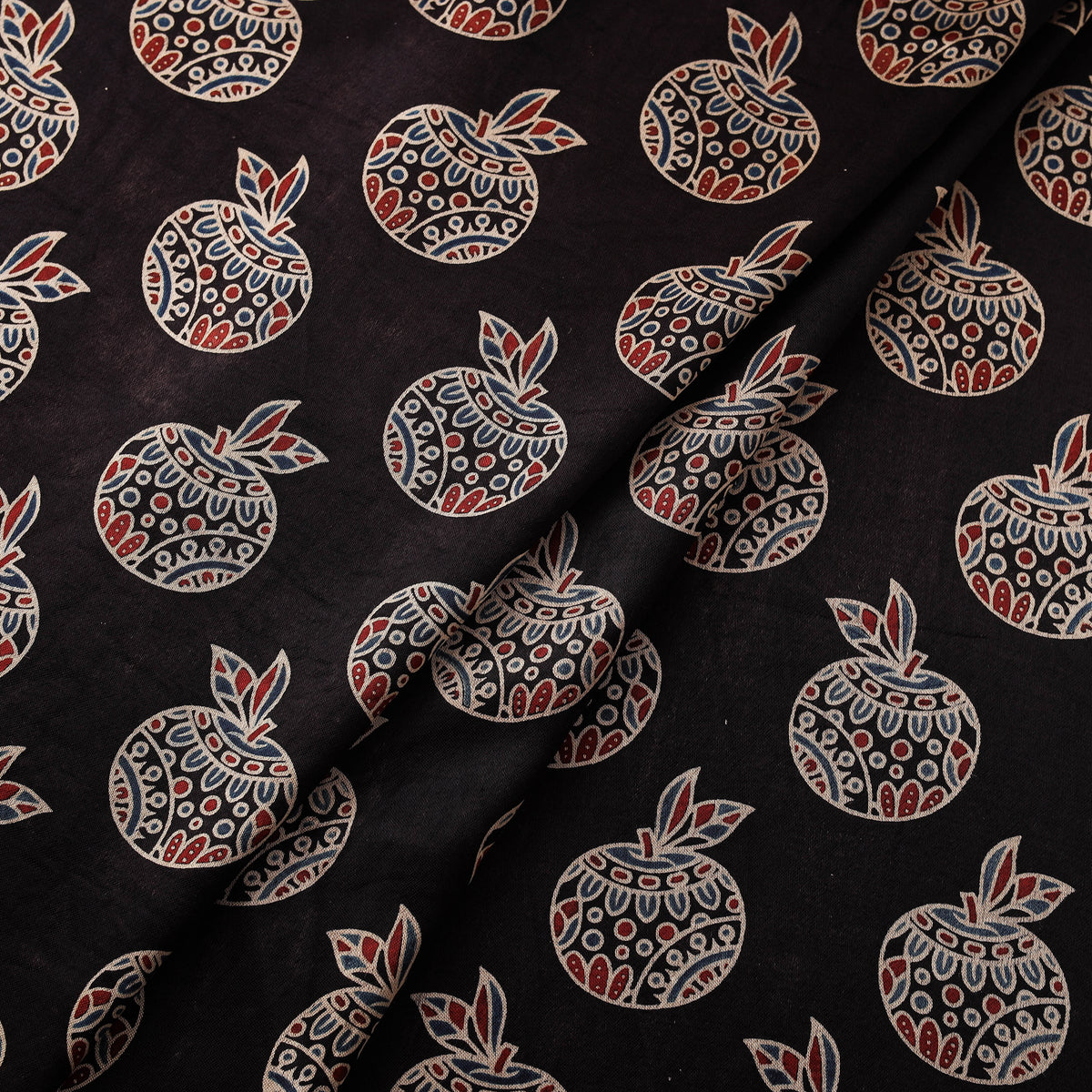 Kutch Hand Block Ajrakh Print Natural Dyed Mashru Silk Fabric 01