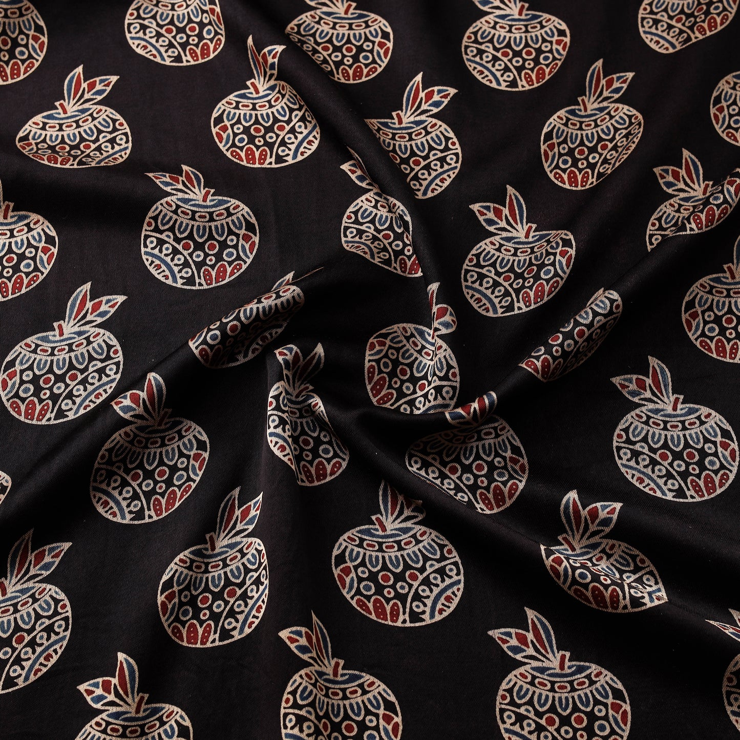 Kutch Hand Block Ajrakh Print Natural Dyed Mashru Silk Fabric 01