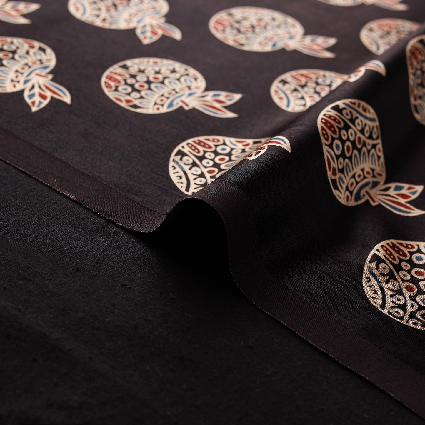 Kutch Hand Block Ajrakh Print Natural Dyed Mashru Silk Fabric 01