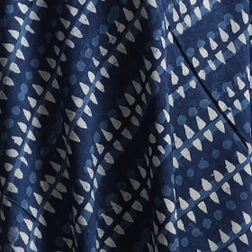 Blue - Pure Mul Cotton Bagru Indigo Hand Block Print Natural Dyed Fabric 04