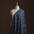 Blue - Pure Mul Cotton Bagru Indigo Hand Block Print Natural Dyed Fabric 07