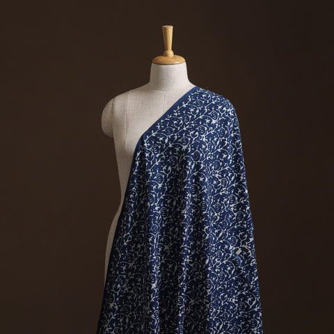 Pure Mul Cotton Bagru Indigo Hand Block Print Natural Dyed Fabric 07