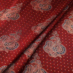 Kutch Hand Block Ajrakh Print Natural Dyed Mashru Silk Fabric 04