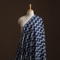 Grey - Blue - Pure Mul Cotton Bagru Indigo Hand Block Print Natural Dyed Fabric 08