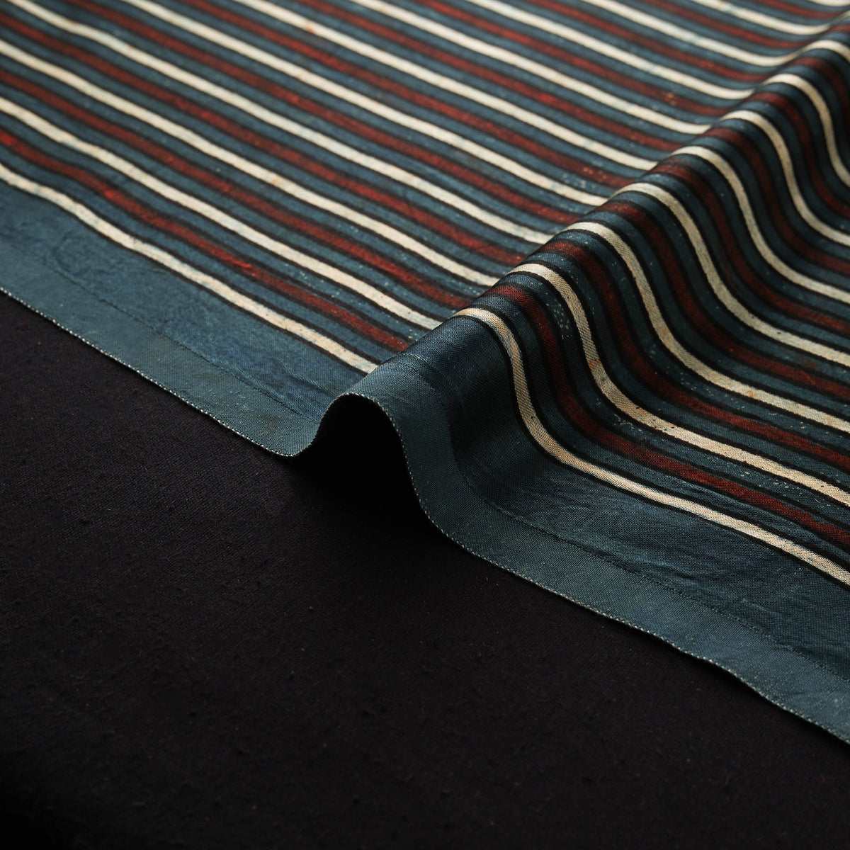 Kutch Hand Block Ajrakh Print Natural Dyed Mashru Silk Fabric 05
