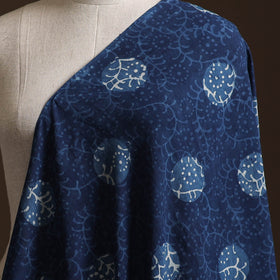 Blue - Pure Mul Cotton Bagru Indigo Hand Block Print Natural Dyed Fabric 10