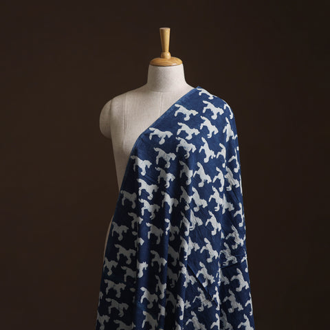Pure Mul Cotton Bagru Indigo Hand Block Print Natural Dyed Fabric 11
