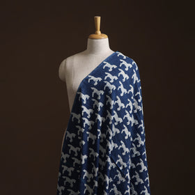 Blue - Pure Mul Cotton Bagru Indigo Hand Block Print Natural Dyed Fabric 11