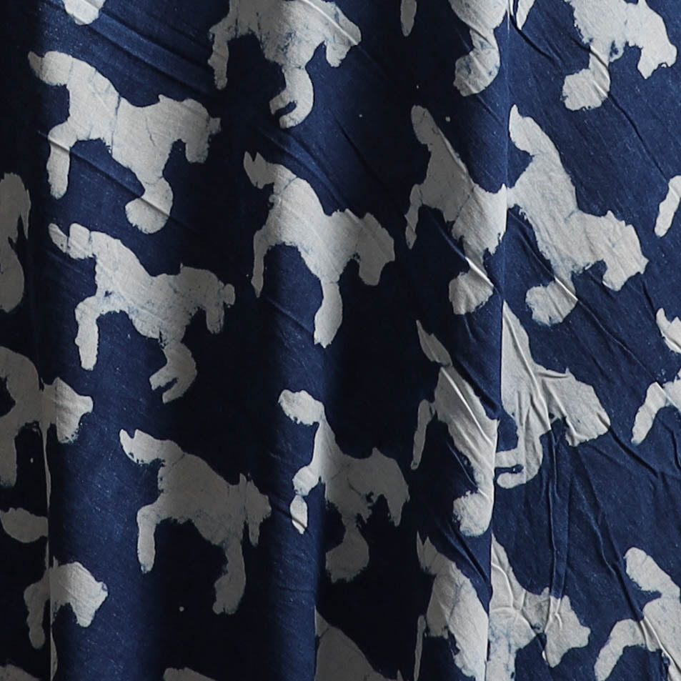 Blue - Pure Mul Cotton Bagru Indigo Hand Block Print Natural Dyed Fabric 11