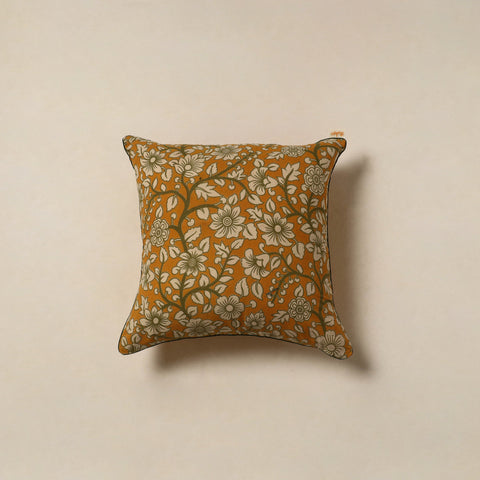 Orange - kalamkari cotton cushion cover 05 - handcrafted