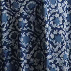 Blue - Pure Mul Cotton Bagru Indigo Hand Block Print Natural Dyed Fabric 12