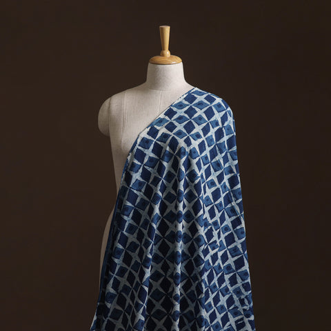 Pure Mul Cotton Bagru Indigo Hand Block Print Natural Dyed Fabric 13