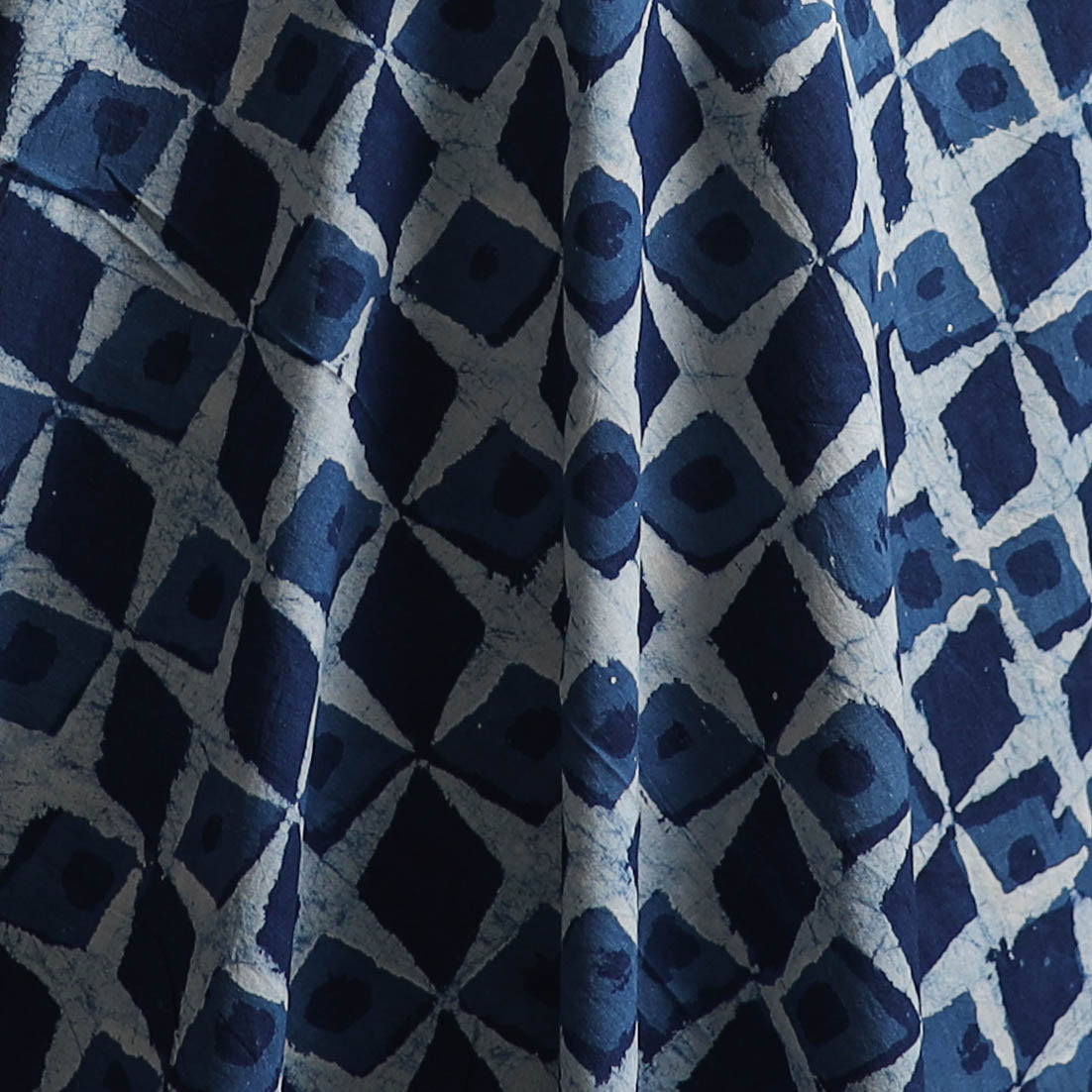 Blue - Pure Mul Cotton Bagru Indigo Hand Block Print Natural Dyed Fabric 13