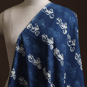 Blue - Pure Mul Cotton Bagru Indigo Hand Block Print Natural Dyed Fabric 14