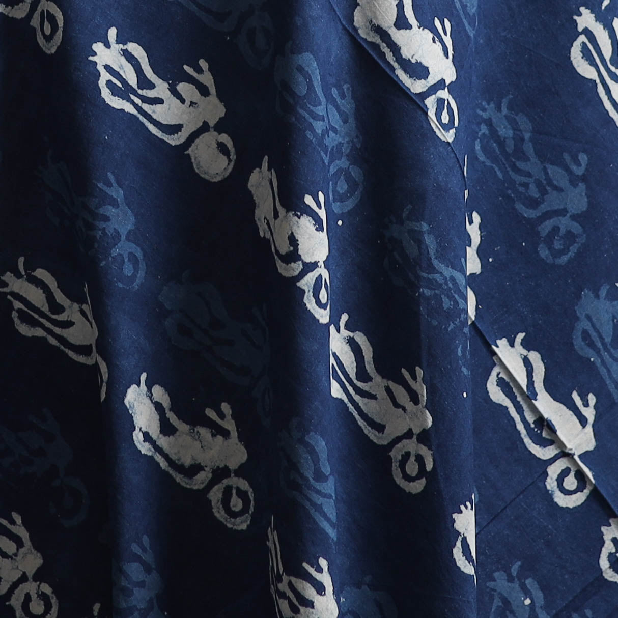 Blue - Pure Mul Cotton Bagru Indigo Hand Block Print Natural Dyed Fabric 14