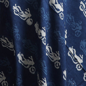 Blue - Pure Mul Cotton Bagru Indigo Hand Block Print Natural Dyed Fabric 14