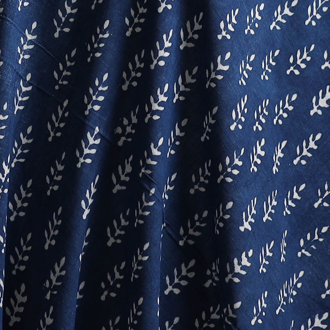 Blue - Pure Mul Cotton Bagru Indigo Hand Block Print Natural Dyed Fabric 15