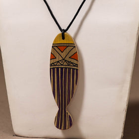 Kerala Mural Handpainted Bamboo Fish Necklace 127