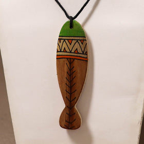 Kerala Mural Handpainted Bamboo Fish Necklace 131