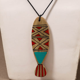 Kerala Mural Handpainted Bamboo Fish Necklace 137