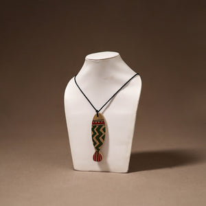 Kerala Mural Handpainted Bamboo Fish Necklace 142
