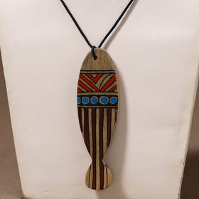 Kerala Mural Handpainted Bamboo Fish Necklace 145