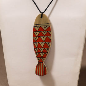 Kerala Mural Handpainted Bamboo Fish Necklace 149