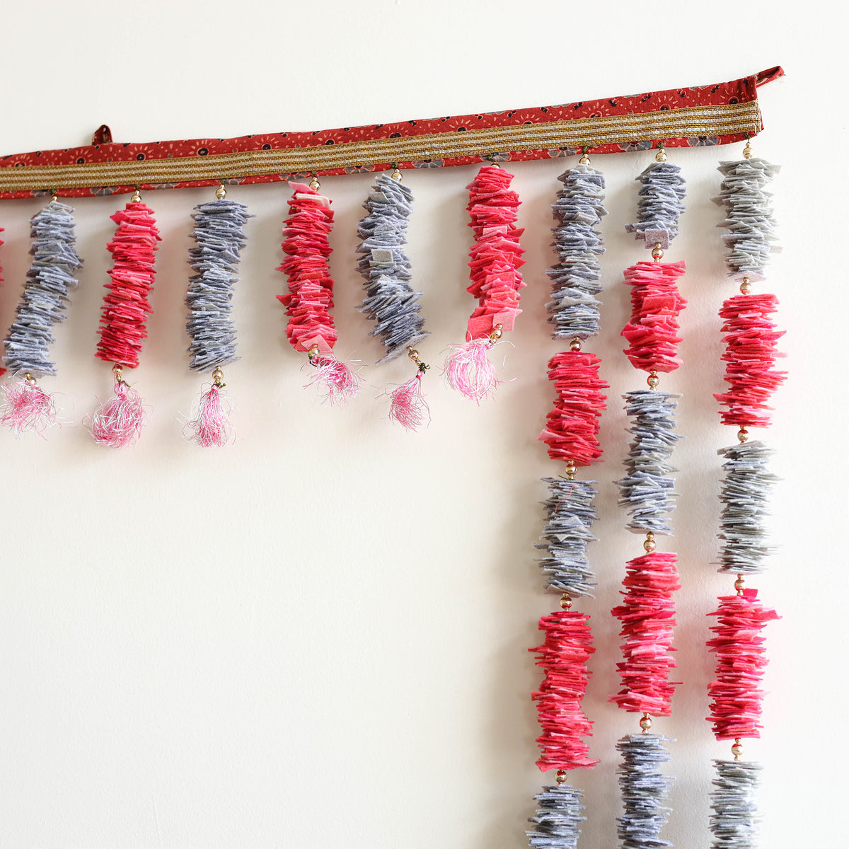 Handmade Beadwork Felt Bandhanwar Toran with Side Hangings 20