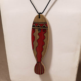 Kerala Mural Handpainted Bamboo Fish Necklace 152
