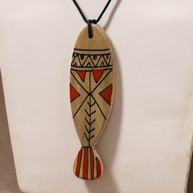 Kerala Mural Handpainted Bamboo Fish Necklace 153