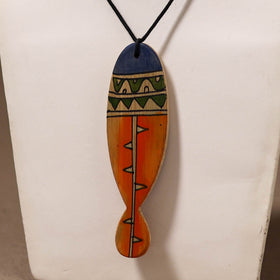 Kerala Mural Handpainted Bamboo Fish Necklace 154