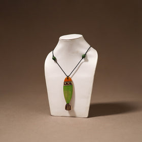 Kerala Mural Handpainted Bamboo Fish Necklace 156