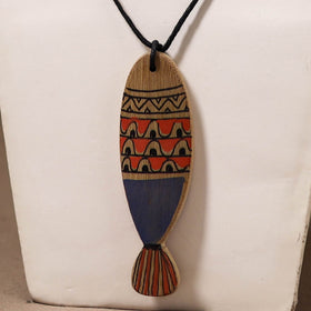 Kerala Mural Handpainted Bamboo Fish Necklace 158