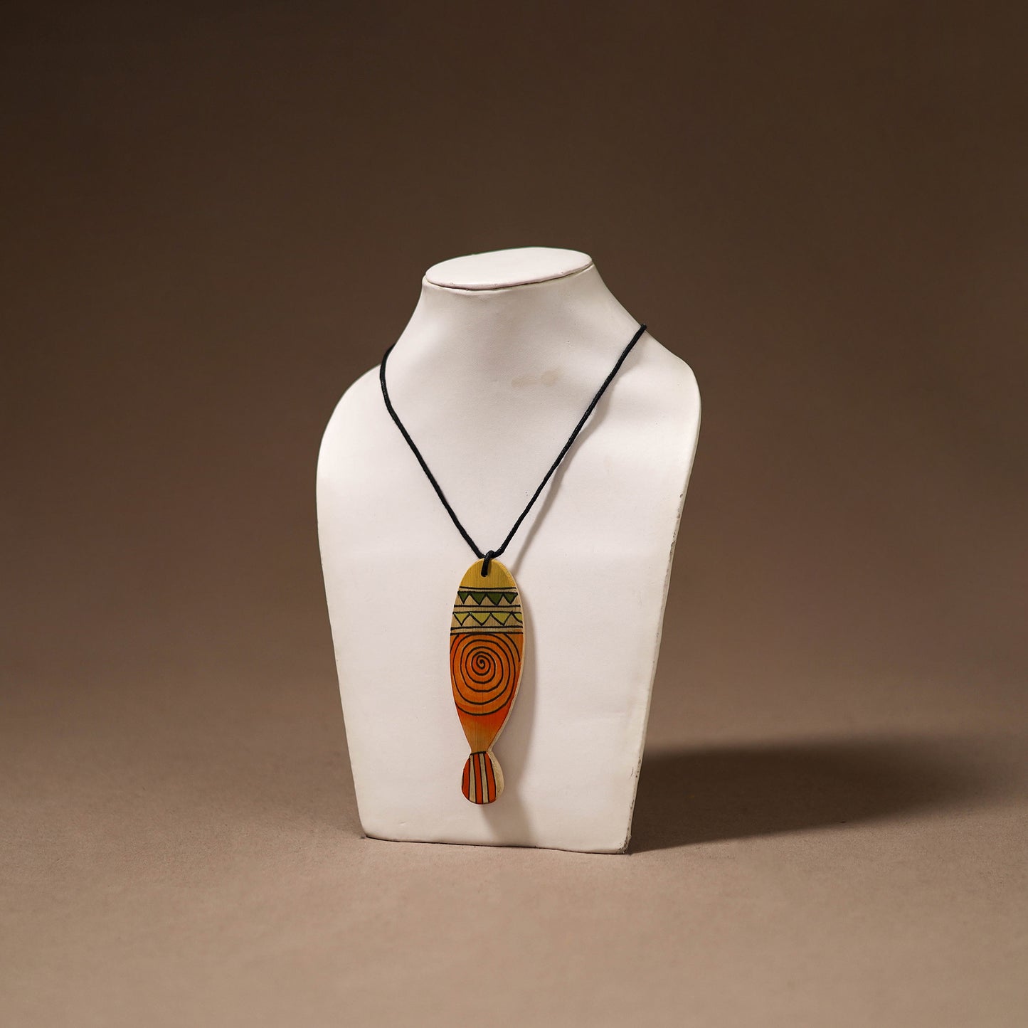 Kerala Mural Handpainted Bamboo Fish Necklace 160