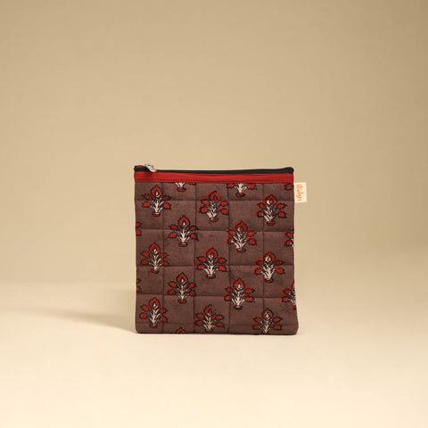 Brown - Handmade Quilted Utility Pouch 04