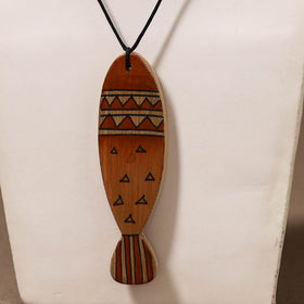 Kerala Mural Handpainted Bamboo Fish Necklace 166