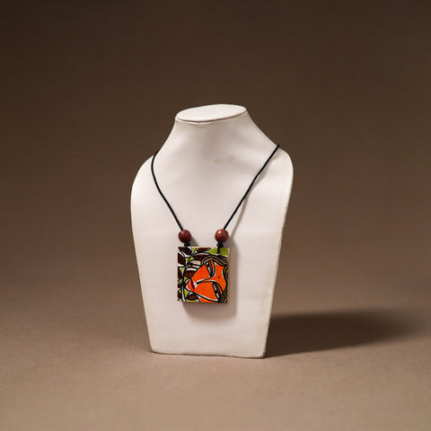 Kerala Mural Handpainted Bamboo Necklace 169