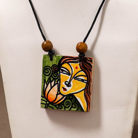 Kerala Mural Handpainted Bamboo Necklace 171
