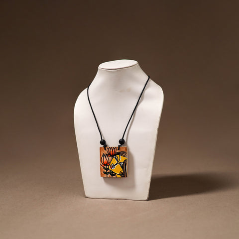 Kerala Mural Handpainted Bamboo Necklace 173