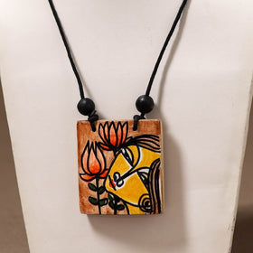 Kerala Mural Handpainted Bamboo Necklace 173