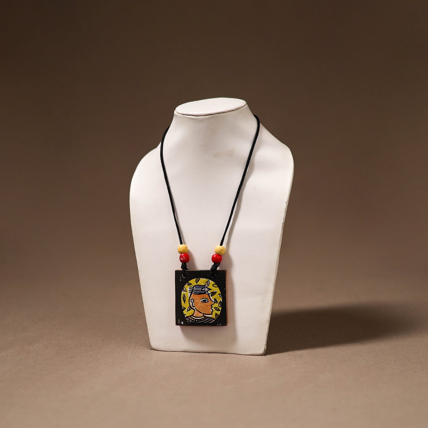 Kerala Mural Handpainted Bamboo Necklace 174
