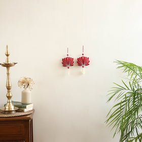 Lotus Hand Embroidered Beadwork Aipan Art Hangings (Set of 2) 01