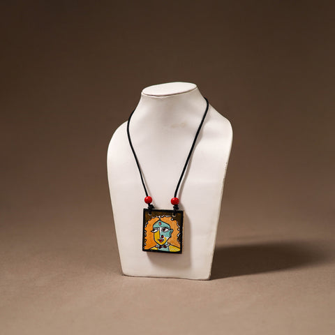 Kerala Mural Handpainted Bamboo Necklace 176