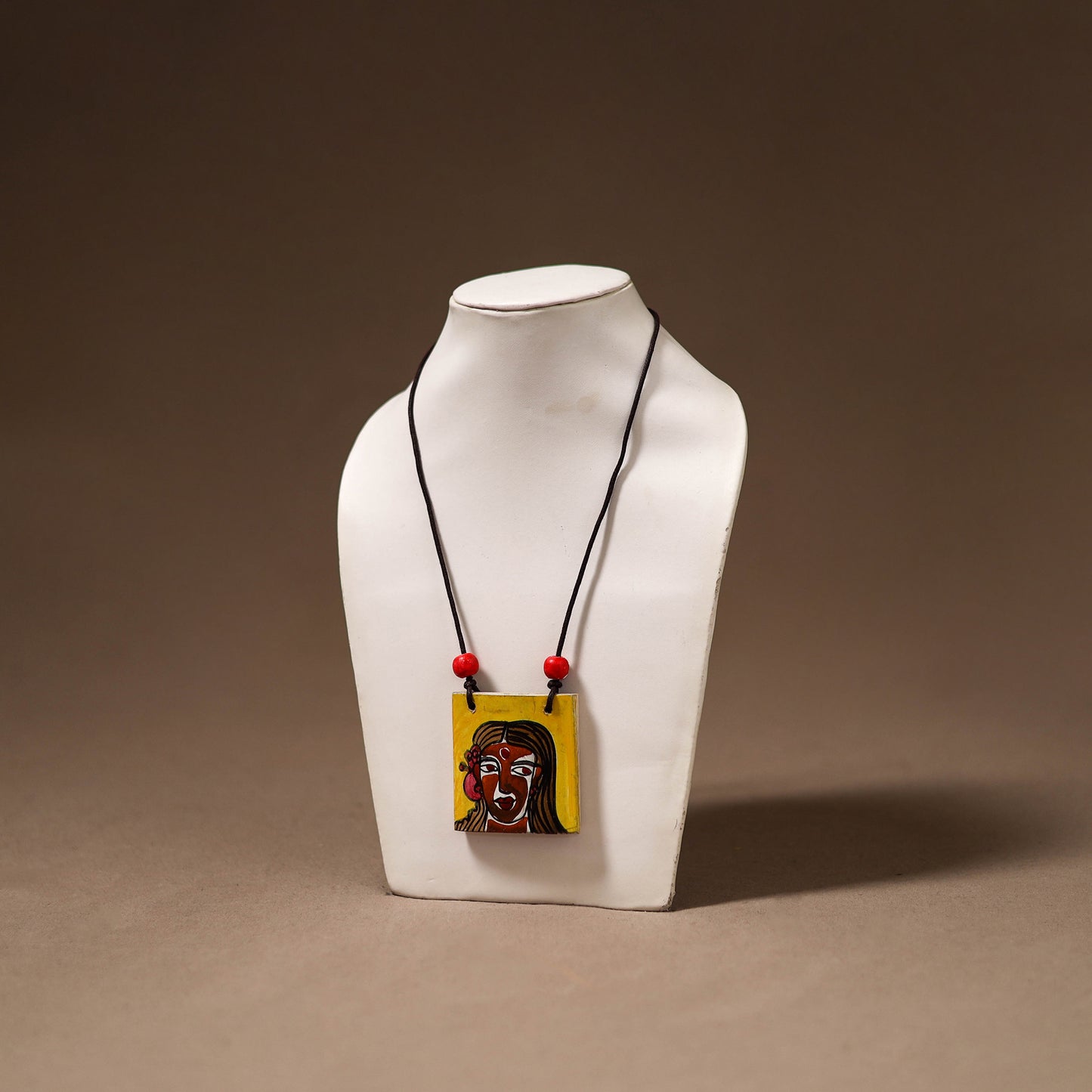 Kerala Mural Handpainted Bamboo Necklace 177