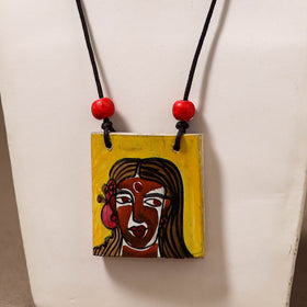 Kerala Mural Handpainted Bamboo Necklace 177