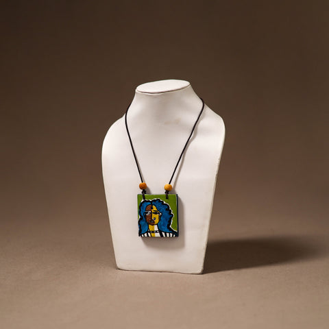 Kerala Mural Handpainted Bamboo Necklace 178