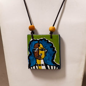 Kerala Mural Handpainted Bamboo Necklace 178
