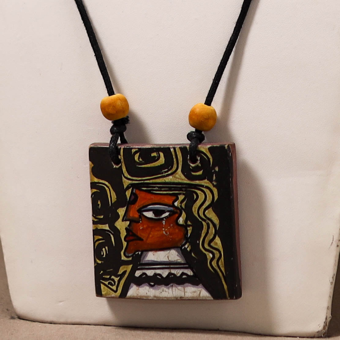 Kerala Mural Handpainted Bamboo Necklace 179